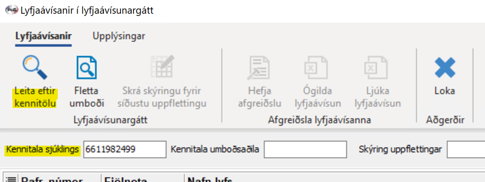 Leita í lyfjaávísanagátt